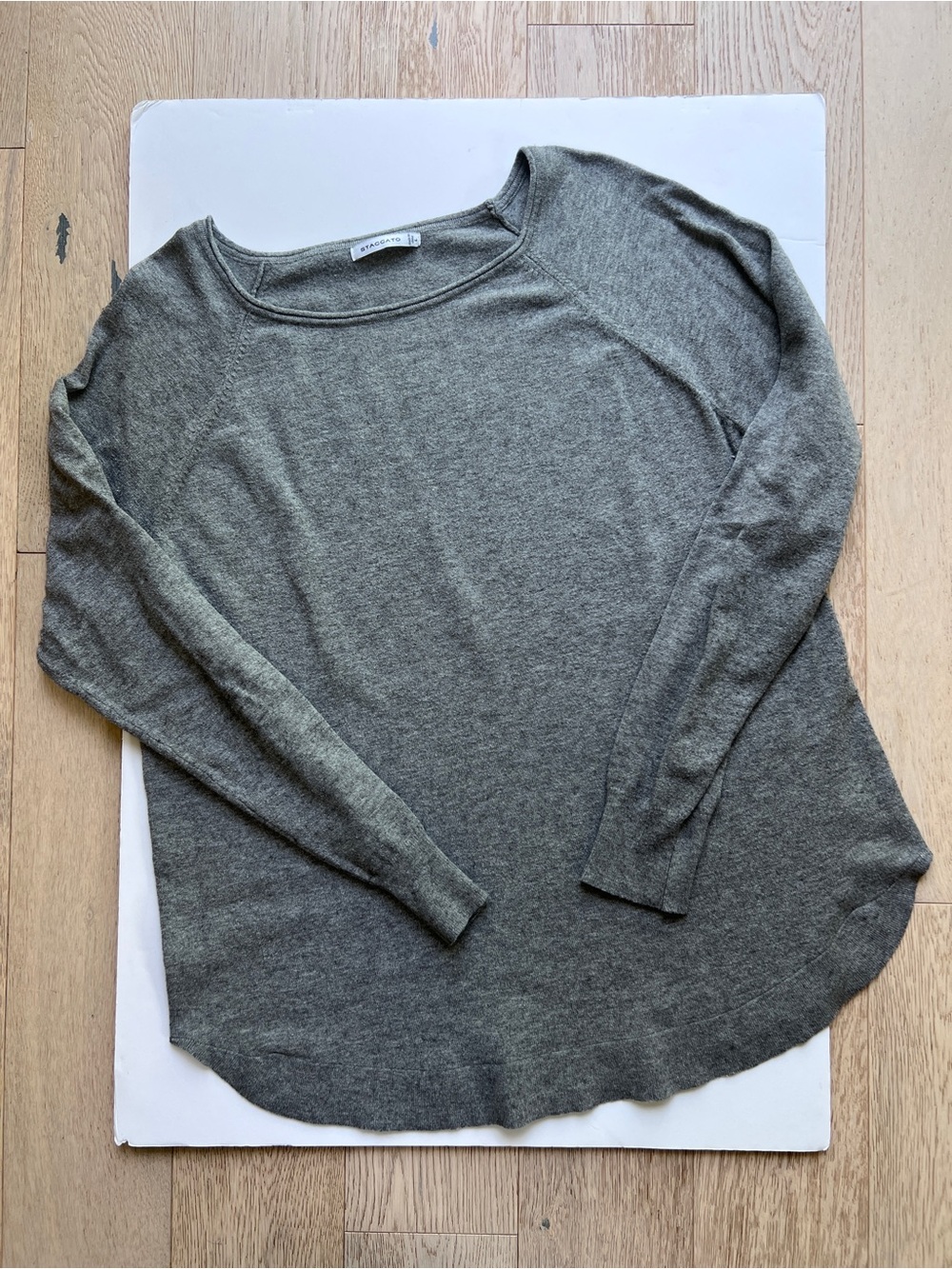 L - Staccato Heather Gray Sweater Tulip Hem